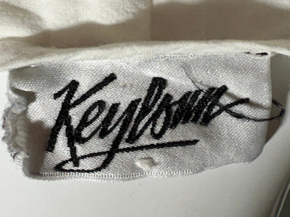 KEYLOUN, vintage 1970s caftan dress,  white cotton zip front Hippie Boho Kaftan Dress
