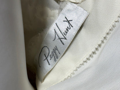 PEGGY HUNT, vintage 1950s dress, white and ecru lace rhinestones fit and flare cocktail party formal wedding dress, 34 bust