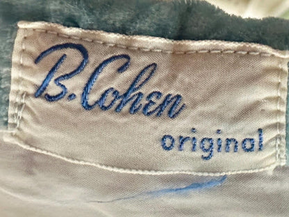 B COHEN ORIGINAL, vintage 1940s dressing gown robe, quilted robin's egg blue double breasted wrap front housecoat