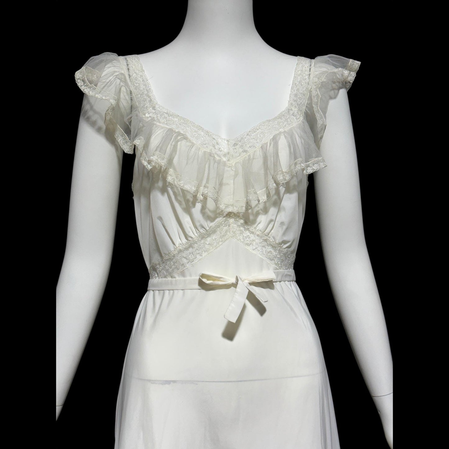 WONDER MAID, vintage 1940s nightgown slip dress, white nylon slip dress
