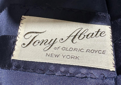 OLDRIC ROYCE by Tony Abate, vintage 1950s evening cocktail dress, navy organza fit and flare party dress