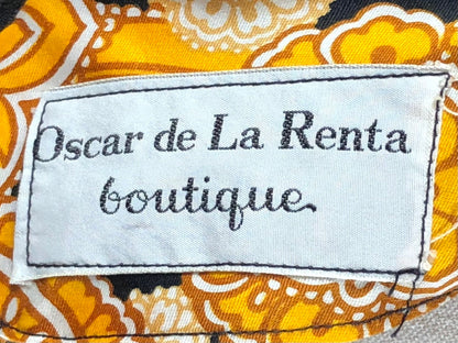 OSCAR de la RENTA, vintage 1960s day dress, Orange and Black Paisley and floral cotton dress