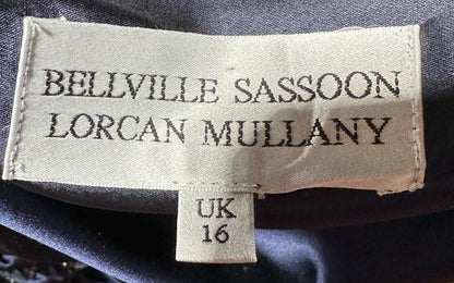 BELLVILLE SASSOON Lorcan Mullany, vintge 1990s evening dress, midnight blue silk beaded sheath slip gown