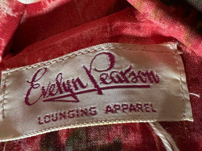 EVELYN PEARSON Lounging Apparel, vintage 1950s house dress, red and green floral cotton day dress