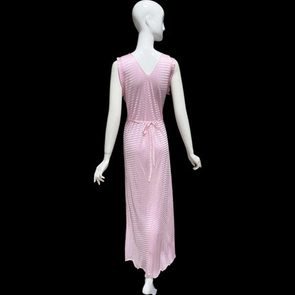 LORRAINE vintage 1940s Nightgown Slip Dress: Pink Shadow Stripe Rayon Night dress