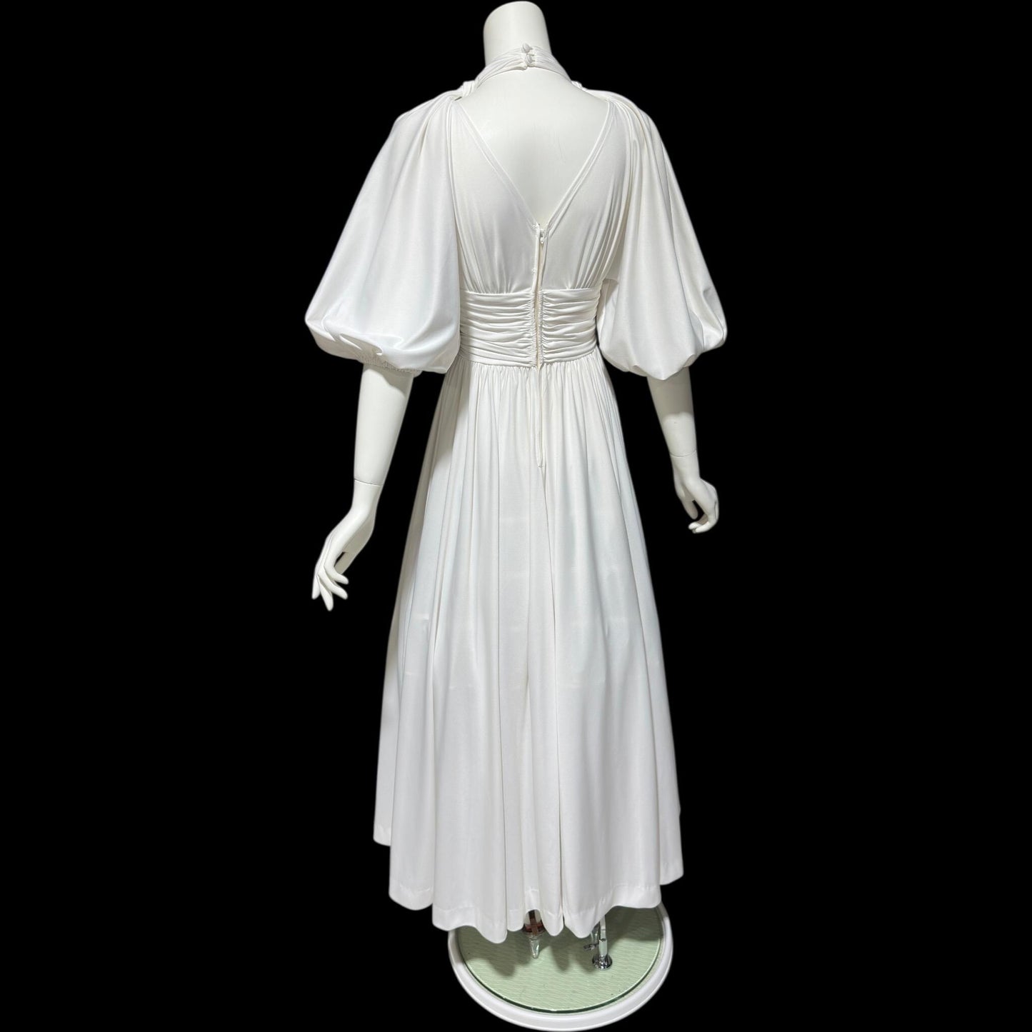 JACK HARTLEY, vintage 1970s evening gown dress, white jersey summer party dress