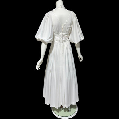 JACK HARTLEY, vintage 1970s evening gown dress, white jersey summer party dress