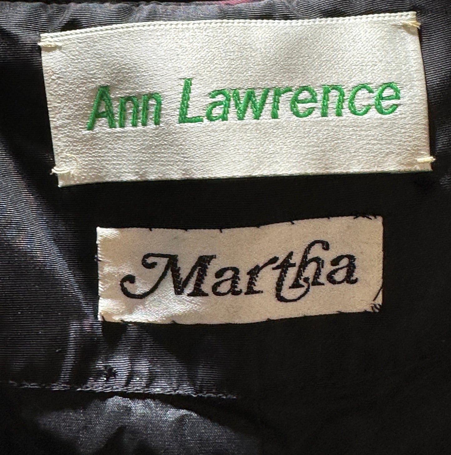 ANN LAWRENCE evening gown, for MARTHA, 1980s vintage Black strapless velvet burnout ball gown