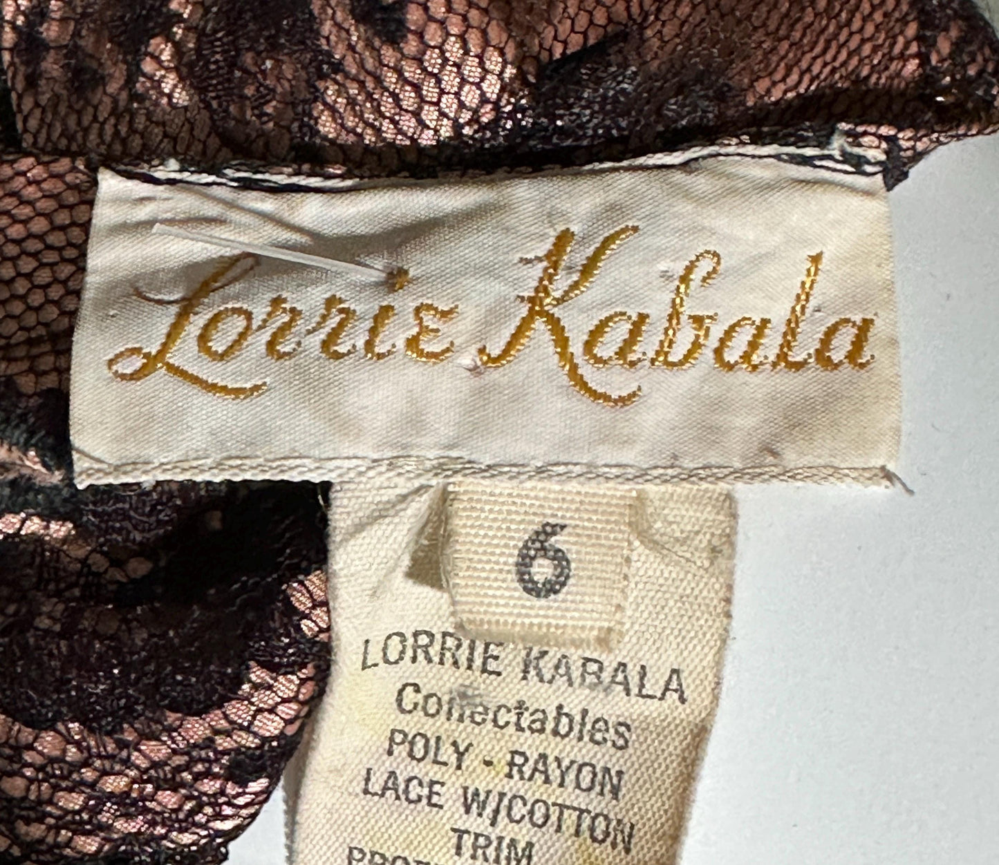 LORRIE KABALA vintage evening dress, 1980s sheer black lace cocktail party dress, 34 bust