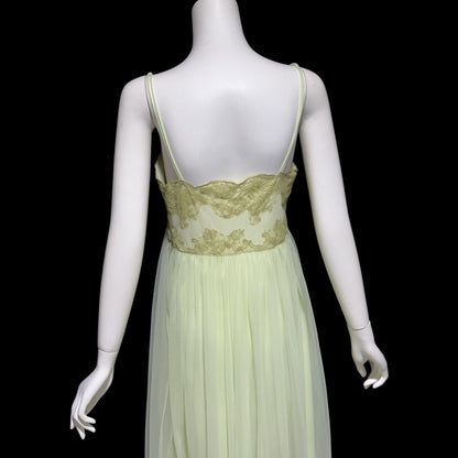 HENSON KICKERNICK vintage 1950s Nightgown Slip Dress: Pale minty apple green Nylon and Lace night Dress