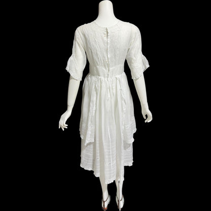 1900s Antique Victorian wedding dress, vintage white batiste cotton lawn gown, Edwardian day dress
