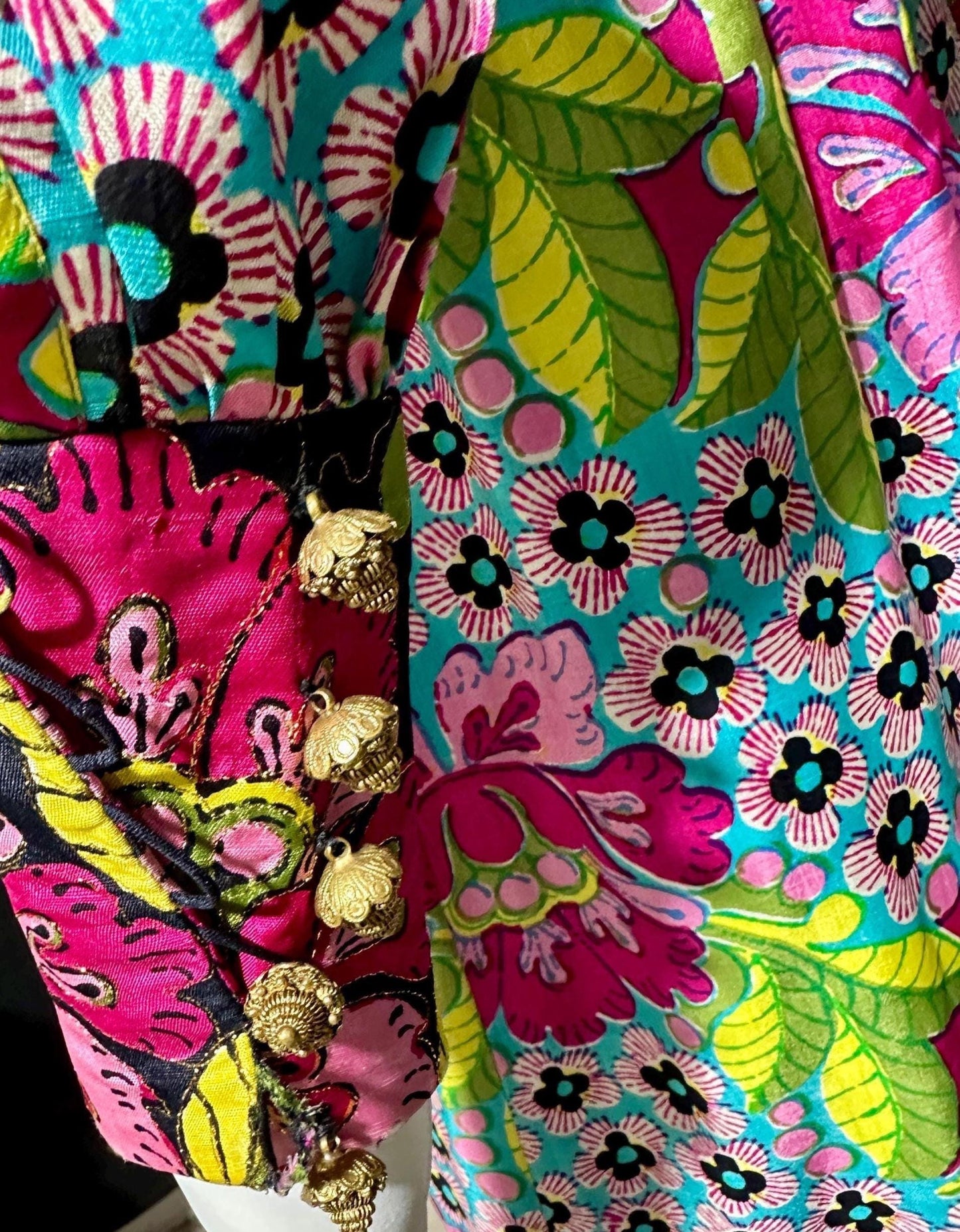 DESIGN THAI BANGKOK, Bergdorf Goodman, vintage 1960s dress, 100% silk floral maxi dress