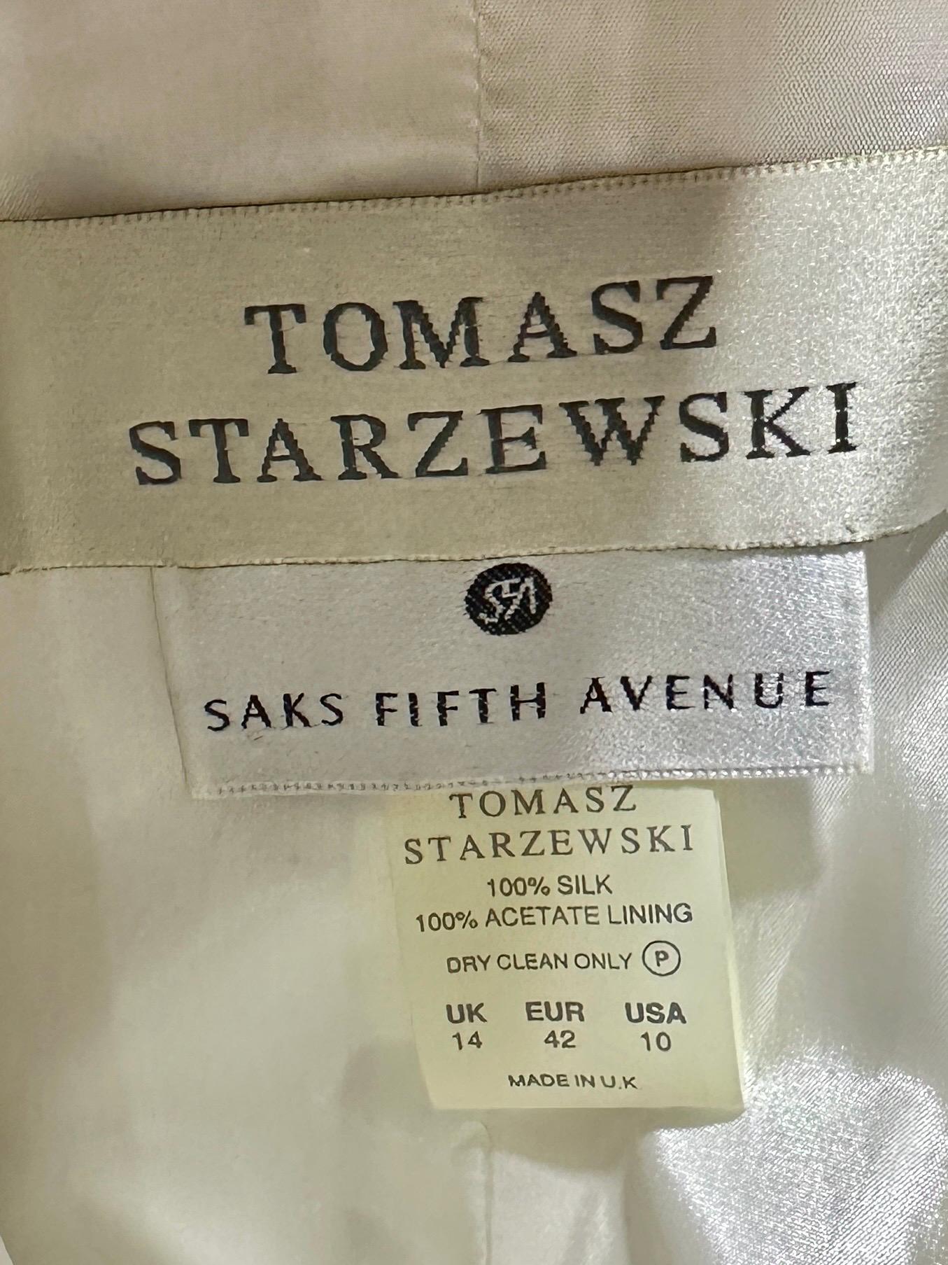 TOMASZ STARZEWSKI Saks Fifth Ave, vintage 1990s wedding dress, silk one shoulder bridal gown, London Designer gown