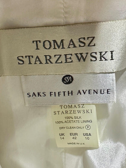 TOMASZ STARZEWSKI Saks Fifth Ave, vintage 1990s wedding dress, silk one shoulder bridal gown, London Designer gown