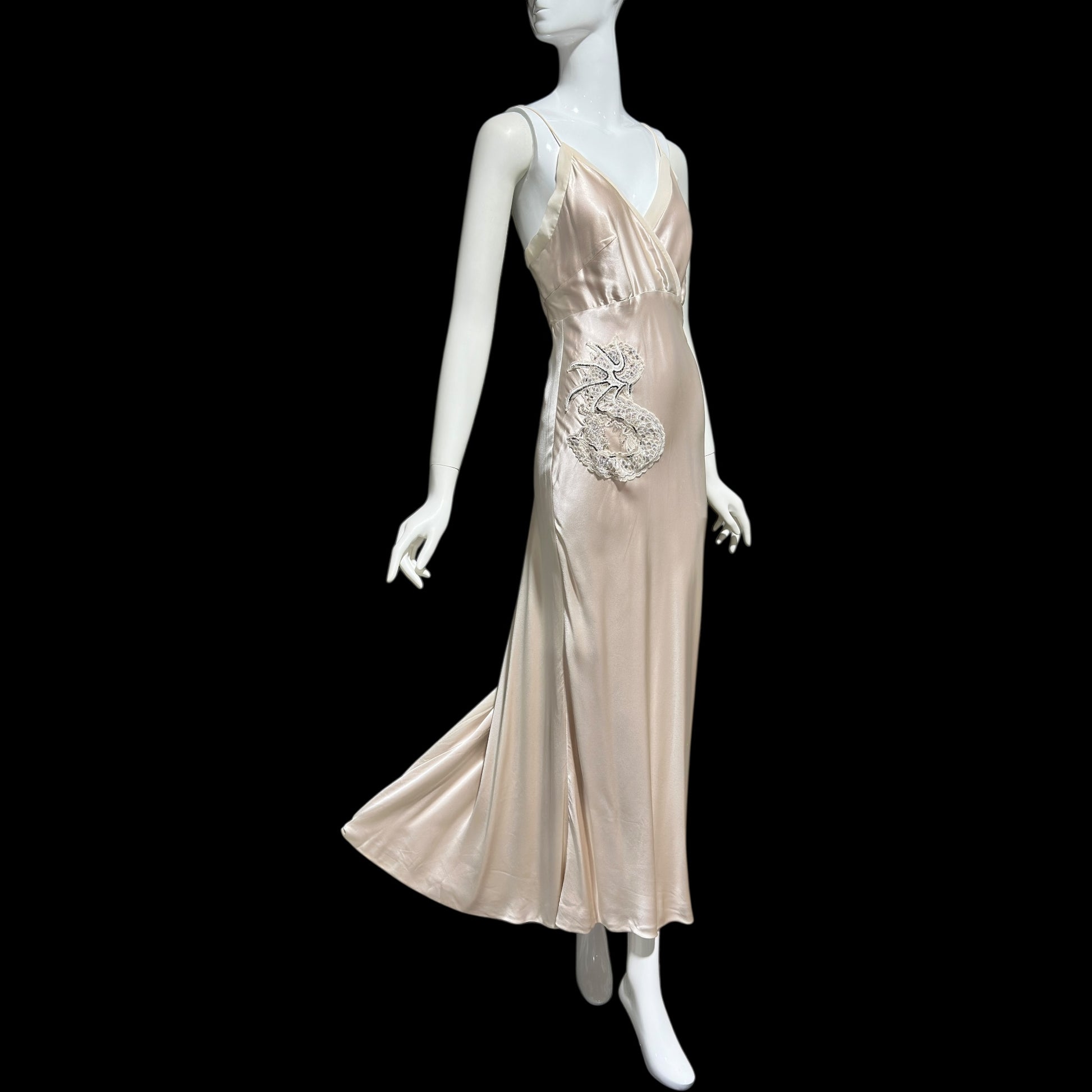 1990s vintage bias cut evening dress, Silk 1940 style gown, Amazing blush silk sheath slip dress