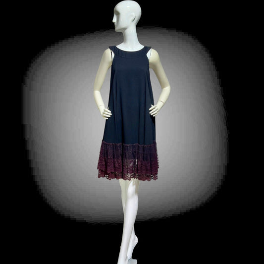 LILLI DIAMOND, vintage 1960s MOD cocktail dress, Black crepe shift trapeze tent party dress