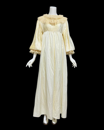 VONNIE REYNOLDS, vintage 1970s wedding dress, Martha Palm Beach, OOAK romantic victorian gown, pleated poet sleeve